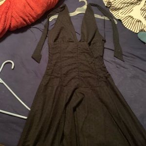 Black dress, tie around neck